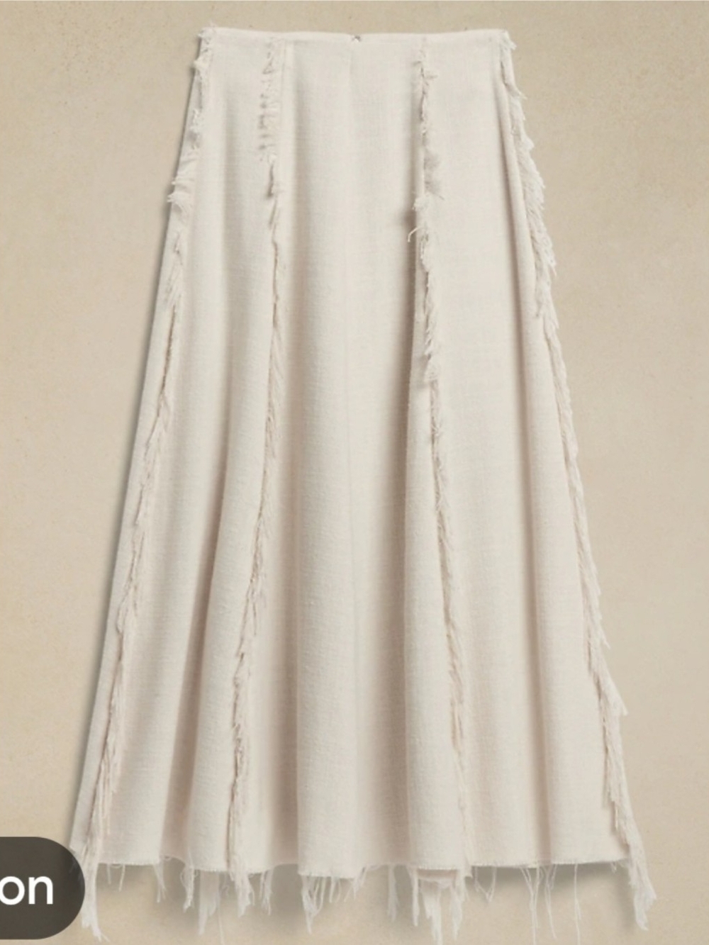 Banana Republic Maxi Skirt Women 4 Mara Tweed  Cream White Italian Fringe A-Line